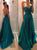 Dark Green A Line Sweetheart Satin Ruched Prom Dresses