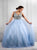 A Line V Neck Sky Blue Sleeveless Tulle Beadings Prom Dresses 