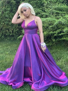 Sweep Train Purple Evening Dresses