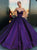 Ball Gown Sweetheart Satin Purple Prom Dresses with Pleats