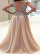 Champagne Prom Dresses with Slit