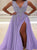 A Line V Neck Sleeveless Tulle Prom Dresses with Rhinestones 