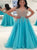 Blue Tulle Sleeveless Prom Dresses