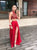 Open Back Floor Length Red Prom Dresses with Split