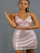 A Line Spaghetti Straps Sequin Pink Prom Dresses 