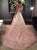 V Neck Organza Ball Gown Prom Dresses with Appliques