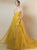 A Line Yellow Sweetheart Tulle Ruffles Beadings Prom Dresses 
