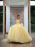 Sweetheart Yellow Tulle Ball Gown Lace Up Prom Dress LBQ2015