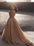 Sparkly A Line Sweetheart Chapel Train Backless Prom Dress LBQ0770