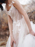 A Line Tulle Open Back Butterfly Sleeveless Prom Dresses LBQ2073