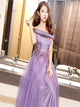 Sweep Train Purple Evening Dresses