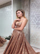 Sweep Train Golden Evening Dresses