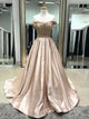 Champagne Satin Prom Dresses