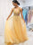 Sweep Train Yellow Evening Dresses