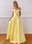 Yellow Pleats Beadings Prom Dresses