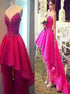 A Line Sweetheart High Low Beadings Satin Prom Dress LBQ2891