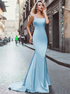 Mermaid Square Neck Open Back Satin Prom Dress LBQ2814