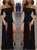 Sweep Train Black Evening Dresses with Slit