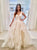 Ivory Straps Layered V Neck Ball Gown Prom Dresses