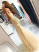 Mermaid Sweep Train Champagne Tulle Prom Dresses