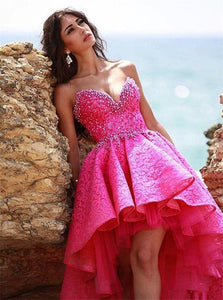 Asymmetrical Pink Evening Dresses