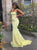 Sweep Train Yellow Evening Dresses with Beadings