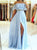 A Line Short Sleeves Sweep Train Chiffon Prom Dresses