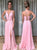 Spaghetti Straps A Line Chiffon Prom Dresses with Slit 