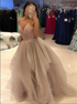 A Line Spaghetti Straps V Neck Tulle Pleats Prom Dress LBQ2158