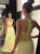 A Line Scoop Yellow Appliques Tulle Prom Dresses