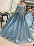 Ball Gown Sweetheart Appliques Satin Sweep Train Prom Dress LBQ1934