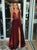 A Line V Neck Split Prom Dresses with Applique