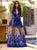Royal Blue Long Sleeves Appliques Scoop Floor length Prom Dresses