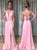 Spaghetti Straps A Line Chiffon Lace Up Prom Dresses with Slit 