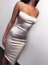 Ivory Tea Length Spaghetti Strap Prom Dress LBQ0960