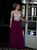 A Line V Neck Sequins Chiffon Red Prom Dresses 