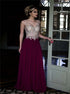 A Line V Neck Sequins Chiffon Red Prom Dress LBQ3165