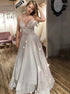 Satin Spaghetti Strap V Neck A Line Prom Dresses LBQ1838