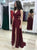 A Line V Neck Burgundy Criss Cross Chiffon Prom Dresses