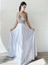 A Line Halter Beaded Satin Prom Dresses LBQ3259