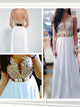 Sweep Train White Open Back Evening Dresses