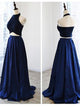 Sweep Train Blue Evening Dresses