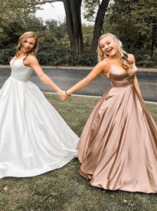 Sweep Train Satin Evening Dresses
