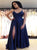 Sweep Train Blue Evening Dresses with Slit