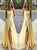 Sweep Train Pleats Chiffon Light Yellow Prom Dresses