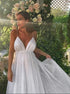 Spaghetti Straps Long White Sequin Backless Prom Dress LBQ1603