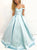 Sweep Train Blue Evening Dresses