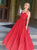Ball Gown Spaghetti Straps Long Red Sequins Prom Dresses