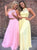 Sweep Train Yellow Appliques Evening Dresses