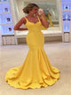 Sweep Train Yellow Evening Dresses